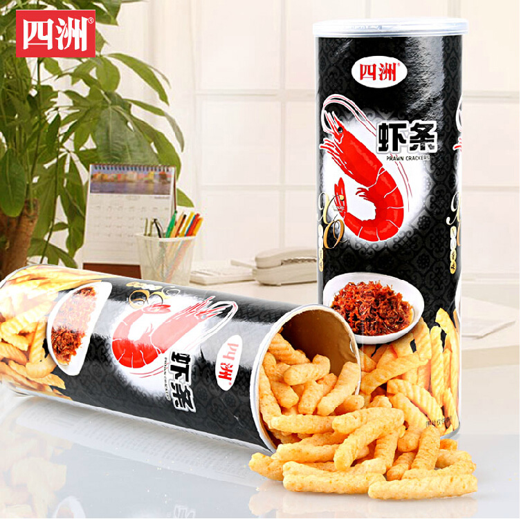 【四洲】xo酱味虾条70g罐装办公休闲特色小吃膨化食品美味虾条.